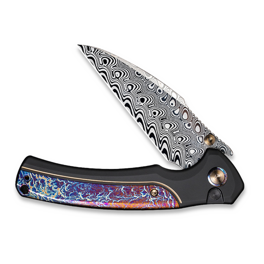 We Knife Ziffius Damascus, Black Titanium/Flamed WE22024D-DS1