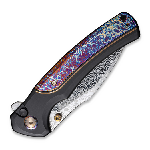 We Knife Ziffius Damascus, Black Titanium/Flamed WE22024D-DS1