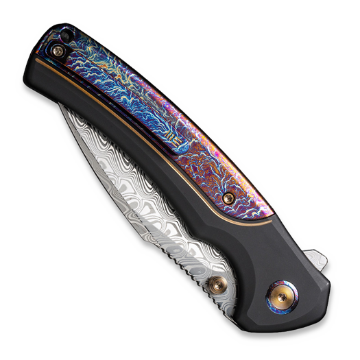 We Knife Ziffius Damascus, Black Titanium/Flamed WE22024D-DS1