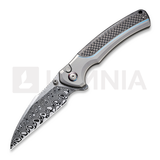 We Knife Ziffius Damascus, Gray Titanium/Twill CF WE22024A-DS1