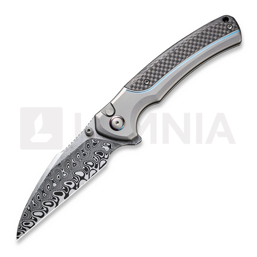 We Knife Ziffius Damascus, Gray Titanium/Twill CF WE22024A-DS1