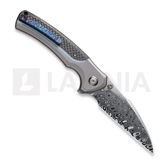 We Knife Ziffius Damascus, Gray Titanium/Twill CF WE22024A-DS1