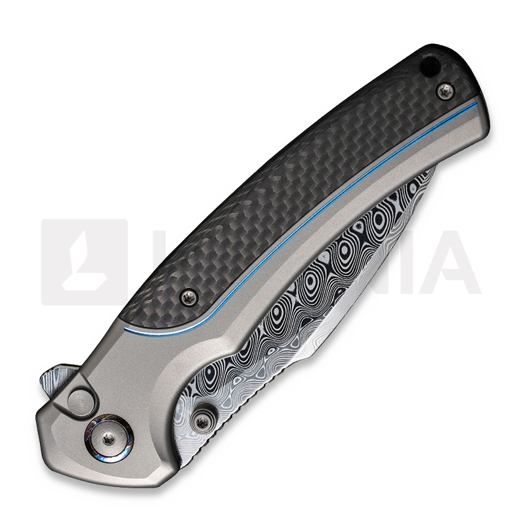 We Knife Ziffius Damascus, Gray Titanium/Twill CF WE22024A-DS1