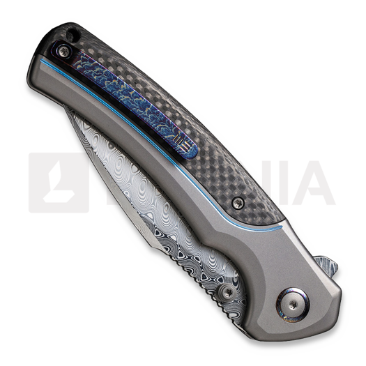 We Knife Ziffius Damascus, Gray Titanium/Twill CF WE22024A-DS1