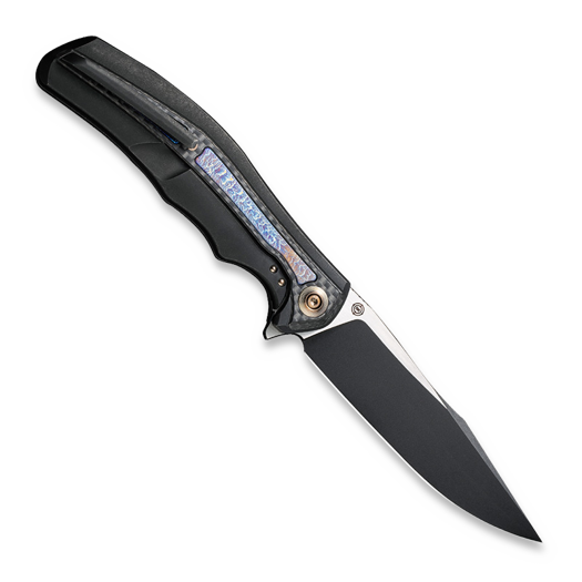 We Knife Zonda Black Ti, Twill CF/Flamed Ti Inlay, Black SW/Satin WE22016-1