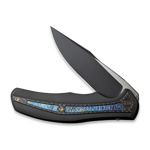 We Knife Zonda Black Ti, Twill CF/Flamed Ti Inlay, Black SW/Satin WE22016-1