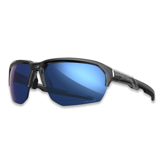 Wiley X Jakl - CAPTIVATE™ Polarized Blue Mirror - Gloss Crystal Grey Frame
