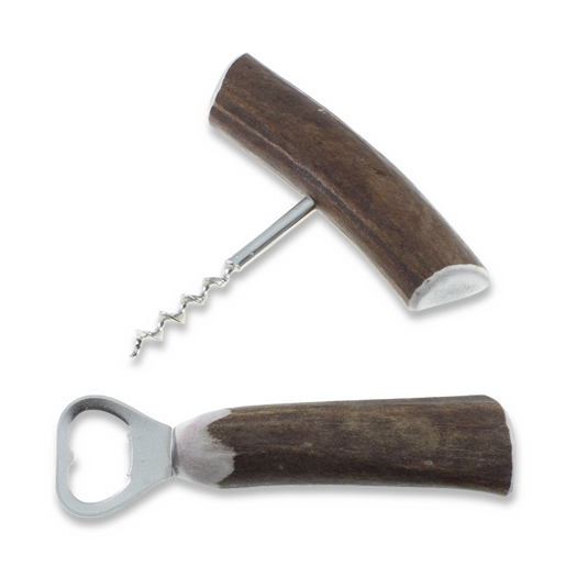 Wood Jewel Flaschenöffner + Korkenzieher, Rentierhorn