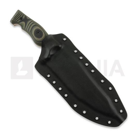 Work Tuff Gear Evil-L knife, satin, jungle camo G10 with orange liner
