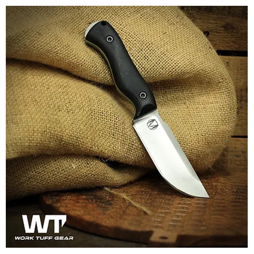 Work Tuff Gear Nomad Bushcrafter K329 kniv, saber, satin, black G10, green liner