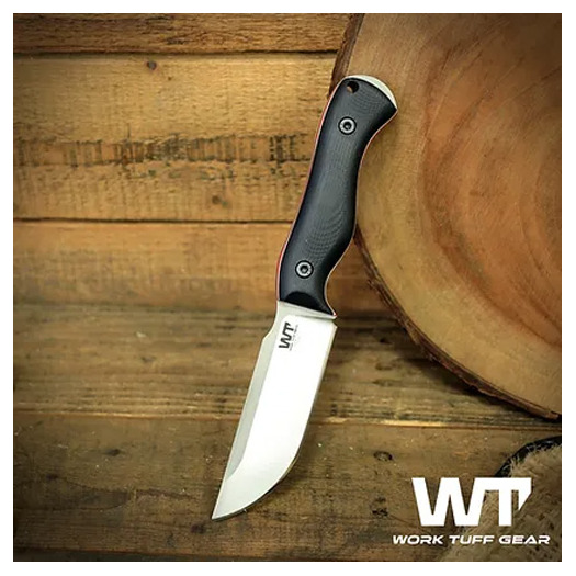Work Tuff Gear Nomad Bushcrafter K329 kniv, saber, satin, black G10, red liner