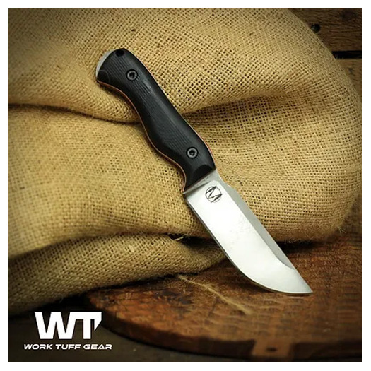 Work Tuff Gear Nomad Bushcrafter K329 kniv, saber, satin, black G10, red liner