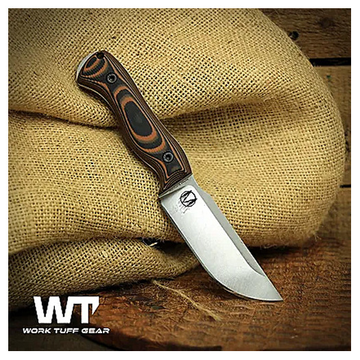 Work Tuff Gear Nomad Bushcrafter K329 kniv, saber, satin, tiger camo