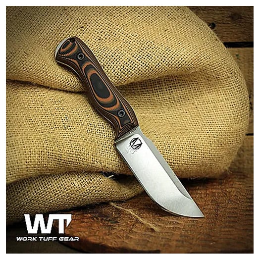 Work Tuff Gear Nomad Bushcrafter K329 kniv, saber, satin, tiger camo