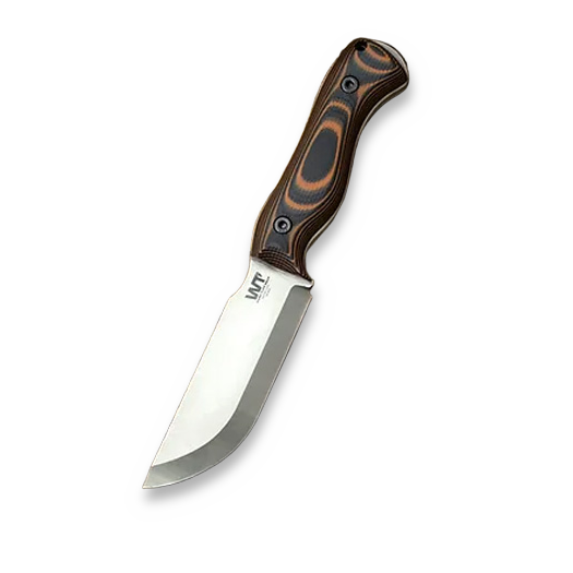 Work Tuff Gear Nomad Bushcrafter K329 칼, scandi, stonewashed, tiger camo G10, white liner