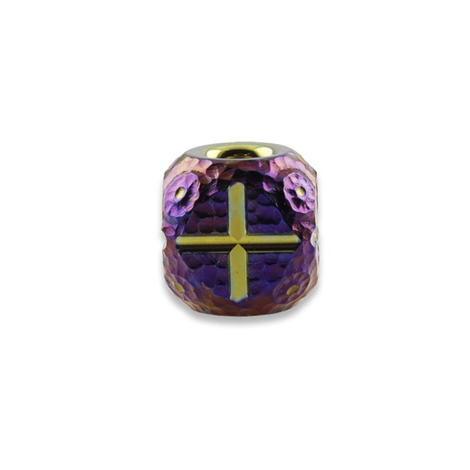 Zyac Knives Square Cross Pattern Lanyard Bead, Hand Carved 3
