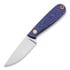 Brisa Necker 70 neck knife, Flat, blue jeans micarta, leather