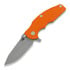 Hinderer Jurassic Magnacut Slicer folding knife, Tri-Way Working Finish, Orange G10