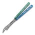 BBbarfly HS Talon Style opener V2 balisong träningsknivar, Blue And Green