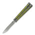 Нож бабочка Hom Design Chimera V2, Stonewashed Ti/Yellow & Green G-10