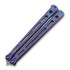 Hom Design Chimera V2 balisong kniv, Purple/Blue Anodized Ti, Jade G-10/CF