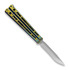 Hom Design Chimera V2 balisong kniv, Aqua/Gold Anodized Ti, Carbon Fiber