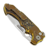 Andre de Villiers Mini Pitboss 2 sulankstomas peilis, copper shred/gold