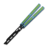 Balisong Flipping BionicOSi Teal Aluminum/Green G-10 balisong trainer