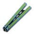Balisong Flipping BionicOSi Teal Aluminum/Green G-10 perhosveitsi harjoitteluun
