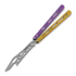 BBbarfly Barracuda Milled balisong trainer, Purple And Gold