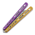 Navaja mariposa de entrenamiento BBbarfly HS Talon Style Opener ZX-1, Purple And Gold