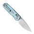 Bestechman Sprite - Stonewash + Satin - Crystallized Titanium 접이식 나이프, 파랑