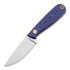 Brisa Necker 70 peilis, kabinamas ant kaklo, Flat, blue jeans micarta, leather