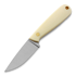 Brisa Necker 70 Full Flat peilis, kabinamas ant kaklo, ivory micarta, leather
