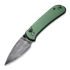 CIVIVI Qubit, Green Aluminium, Black Hand Rubbed Damascus C22030E-DS1