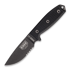 ESEE Model 3, serrated, black G-10, black plastic sheath, nylon sheath