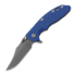 Hinderer 3.5 XM-18 Bowie sulankstomas peilis, Magnacut, Working Finish, mėlyna