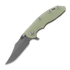 Hinderer 3.5 XM-18 Bowie sulankstomas peilis, Magnacut, Working Finish, translucent green