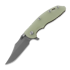Coltello pieghevole Hinderer 3.5 XM-18 Bowie, Magnacut, Working Finish, translucent green