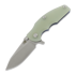 Hinderer Jurassic Magnacut Slicer Flat Grind sulankstomas peilis, Stonewash Blue, Translucent Green