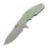 Hinderer Jurassic Magnacut Slicer Flat Grind kääntöveitsi, Stonewash Blue, Translucent Green