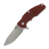 Hinderer Jurassic Magnacut Slicer Flat Grind kääntöveitsi, Stonewash Bronze, Red