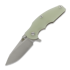 Hinderer Jurassic Magnacut Slicer Flat Grind sulankstomas peilis, Stonewash, Translucent Green