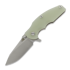 Hinderer Jurassic Magnacut Slicer Flat Grind kääntöveitsi, Stonewash, Translucent Green