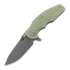 Hinderer Jurassic Magnacut Slicer Flat Grind sulankstomas peilis, Working Finish, Translucent Green