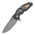 Hinderer Jurassic Spearpoint sulankstomas peilis, working finish, Gear Theme black