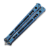 Hom Design Chimera V2 balisong, Aqua Anodized Ti, CF/Ivory G-10