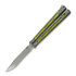 Hom Design Chimera V2 balisong, Stonewashed Ti/Yellow & Green G-10