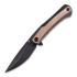 Kansept Knives Kratos Titanium Brown Micarta sulankstomas peilis