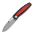 Kansept Knives Mato Damascus kääntöveitsi, Twill CF/Red and Black G-10
